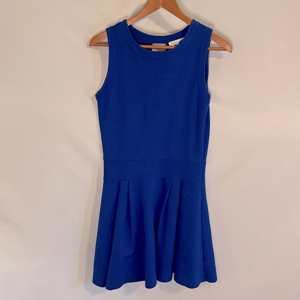 Amour Vert Royal Blue Dress Fit Flare Knit Sleeveless Size Large